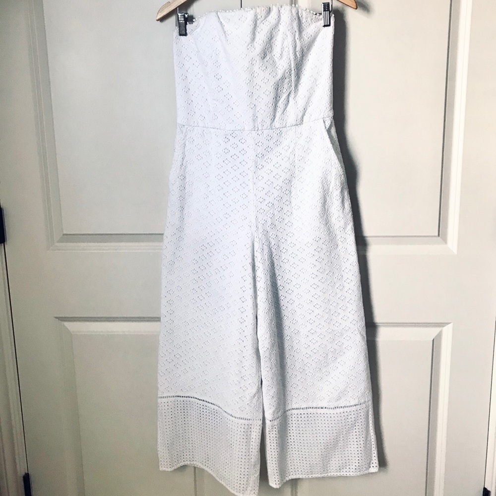 Club Monaco Strapless Jumpsuit White eyelet